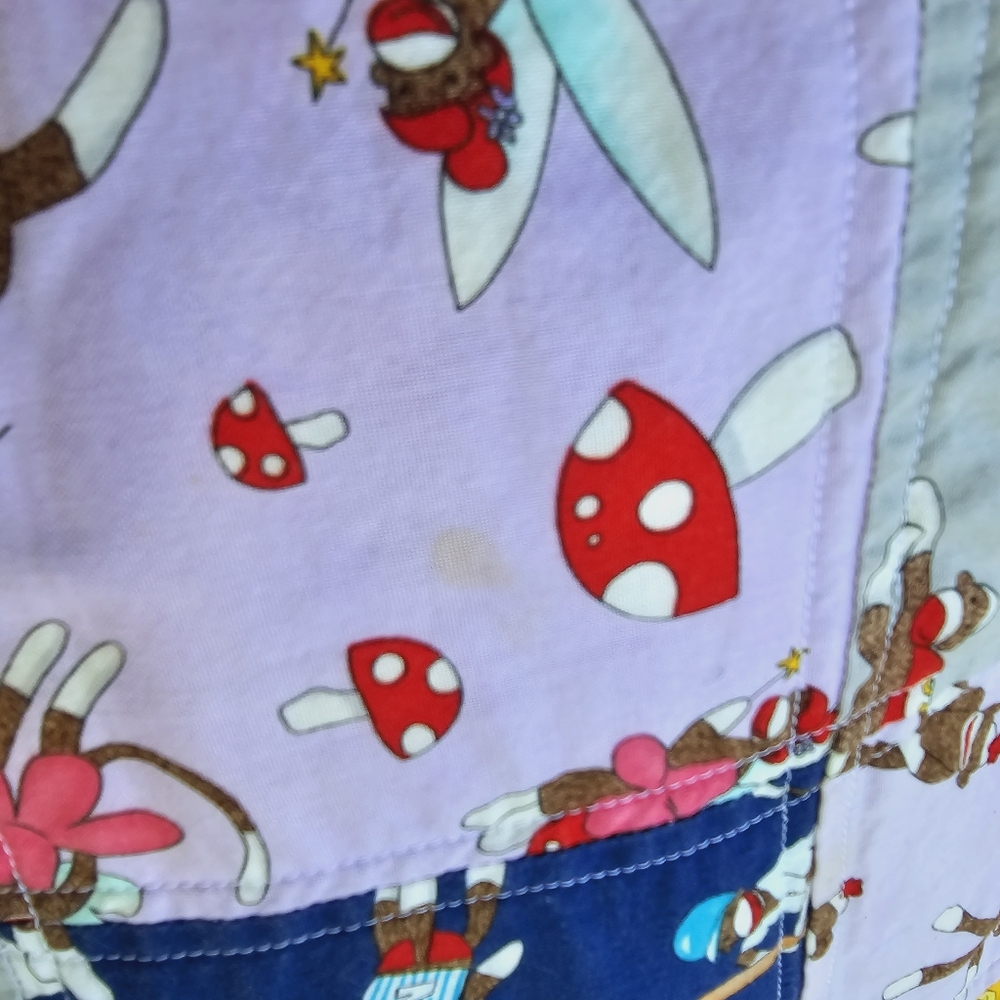Handmade Large Sock Monkey Tote Bag with Pockets - Picture 8 of 9